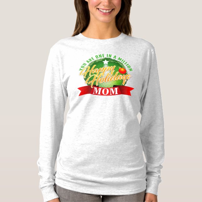 Camiseta Feliz Natal Texto Verde MOM (Frente)