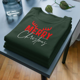 Camiseta Feliz Natal Tipografia Antlers