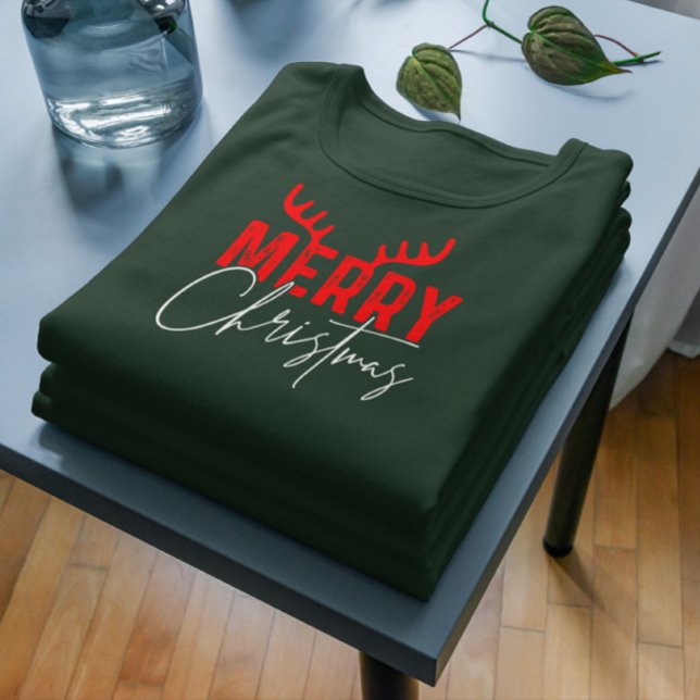 Camiseta Feliz Natal Tipografia Antlers (Criador carregado)