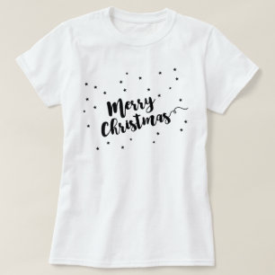 Camiseta Feliz Natal - Tipografia de Script e estrelas