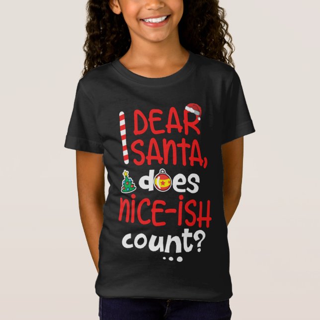 Camiseta Feliz Natal travesso Caros Papais noeis Faz Bons B (Frente)