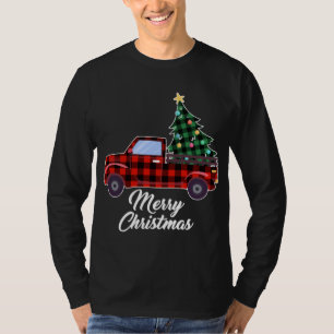 Camiseta Feliz Natal Tree Buffalo Xadrez Red Truck