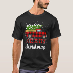 Camiseta Feliz Natal Tree Red Xadrez De Búfalo