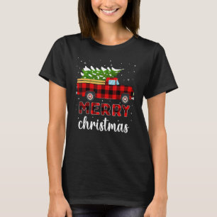 Camiseta Feliz Natal Tree Red Xadrez De Búfalo Para M