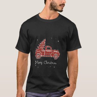 Camiseta Feliz Natal Tree Red Xadrez De Búfalo Para M