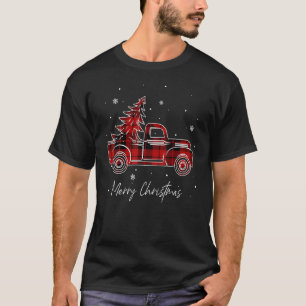 Camiseta Feliz Natal Tree Red Xadrez De Búfalo Para M