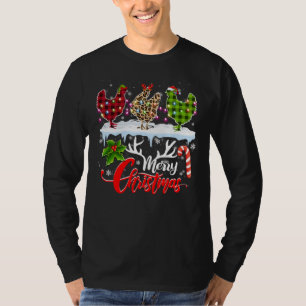 Camiseta Feliz Natal Três Galinhas Buffalo Leopard Vermelho