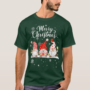 Camiseta Feliz Natal Três Gnomos Papais noeis Neve de Natal