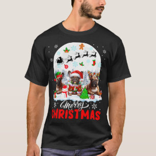 Camiseta Feliz Natal Três Papais noeis Elf Reindeer French