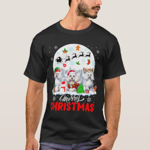 Camiseta Feliz Natal Três Papais noeis Elf Reindeer Poodles
