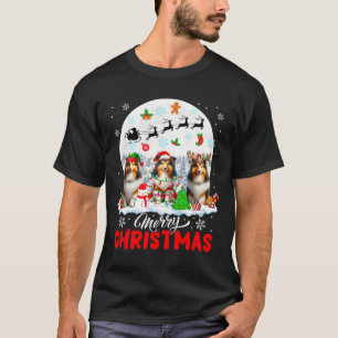 Camiseta Feliz Natal Três Papais noeis Elf Reindeer Shetlan