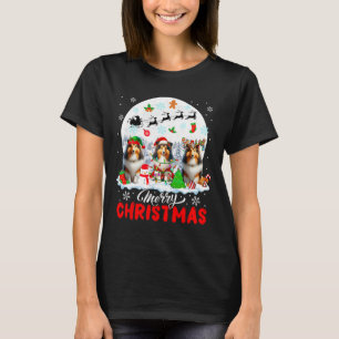 Camiseta Feliz Natal Três Papais noeis Elf Reindeer Shetlan