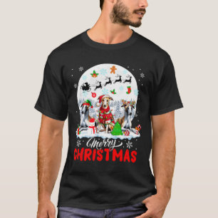 Camiseta Feliz Natal Três Papais noeis Elf Reindeer Whippet