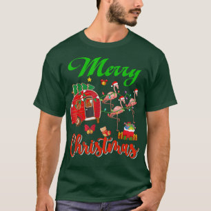 Camiseta Feliz Natal Três Papais noeis Flamingos Sleigh Cam