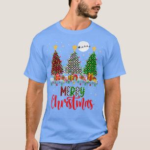 Camiseta Feliz Natal Três Xadrezes Luzes de Natal