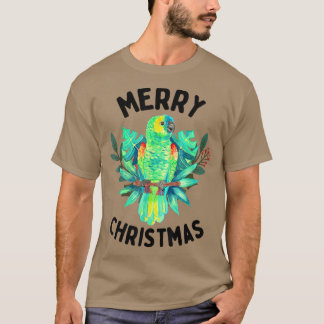 Camiseta Feliz Natal Tropical Amazônia Papagaio Aquarela