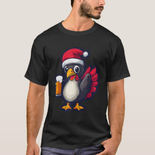Camiseta Feliz Natal, Turca Animal Com Bicho De Cerveja
