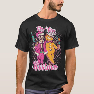 Camiseta Feliz Natal Ugly Sweater Papais noeis de esqueleto