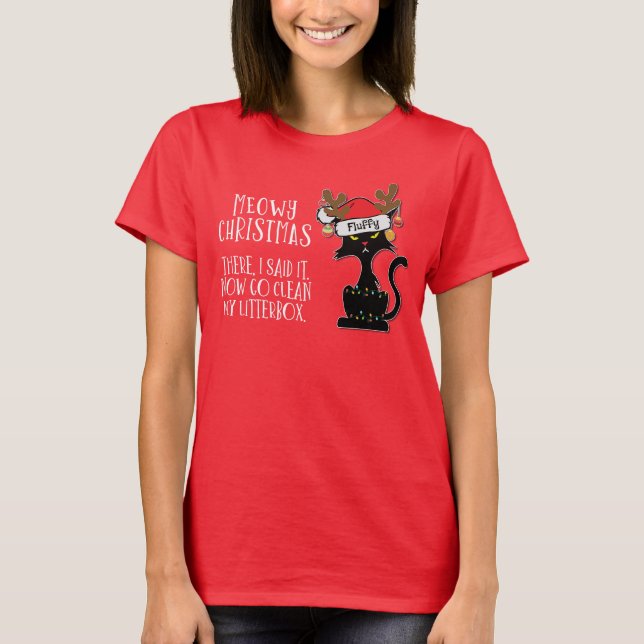 Camiseta Feliz Natal, um nome personalizável para gatos sar (Frente)