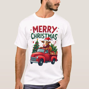 Camiseta Feliz Natal Vaca das Terras Altas Escocesas Xmas F