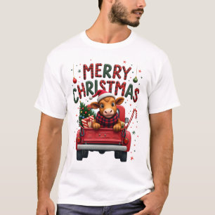 Camiseta Feliz Natal Vaca das Terras Altas Escocesas Xmas F