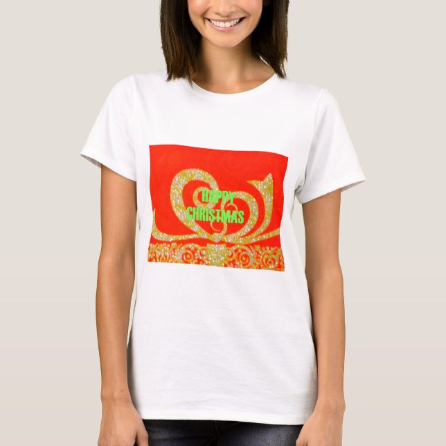 Camiseta Feliz Natal Vermelho e Dourado (Frente)