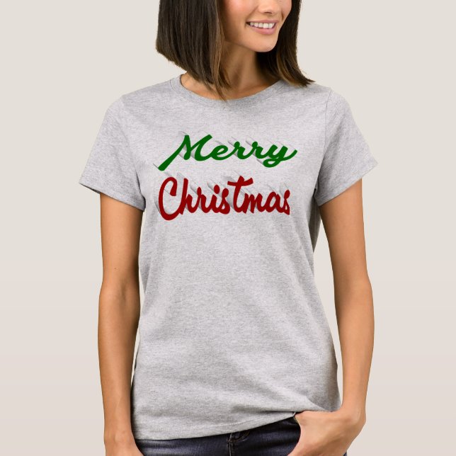 Camiseta Feliz Natal, vermelho e verde (Frente)