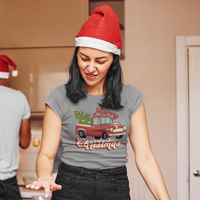 Camiseta Feliz Natal Vintage Red Truck (Criador carregado)