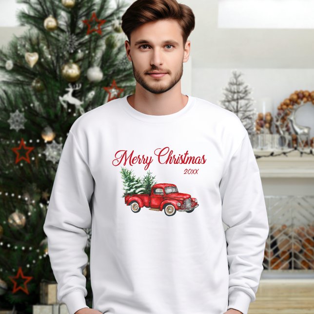 Camiseta Feliz Natal Vintage Red Truck Ano (Several shirt types and colors to choose from.)