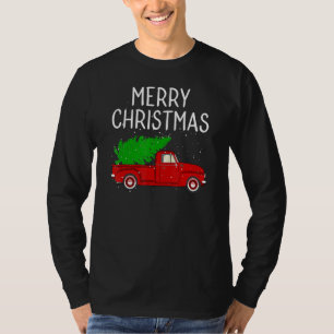 Camiseta Feliz Natal Vintage Red Truck Com Família De Árvor