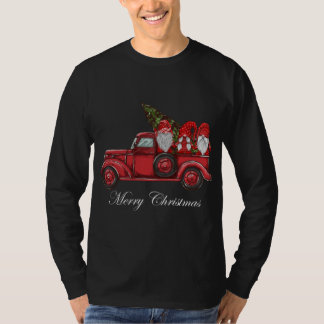 Camiseta Feliz Natal Vintage Red Truck Gnomos com Chri