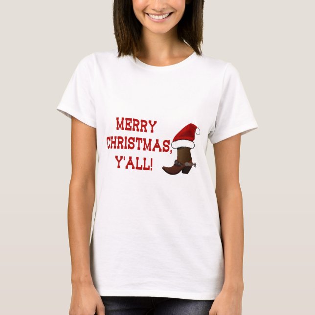 Camiseta Feliz Natal você - bota do papai noel (parte (Frente)