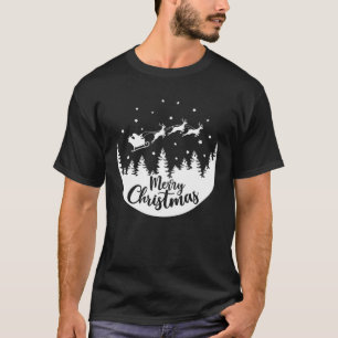 Camiseta Feliz Natal Winter Santa Claus Flying Reindeer