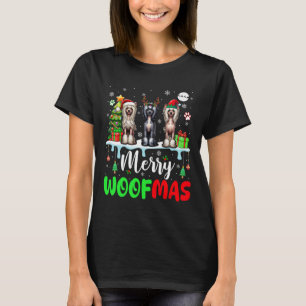 Camiseta Feliz Natal Woof Três Papais noeis Elf Crest Chinê
