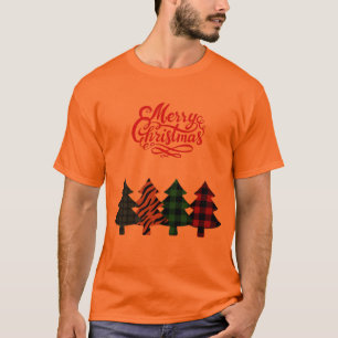 Camiseta Feliz Natal xadrez Cl de café com dois tons