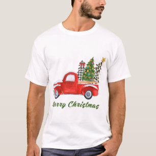 Camiseta Feliz Natal Xadrez Leopardo Vermelho T
