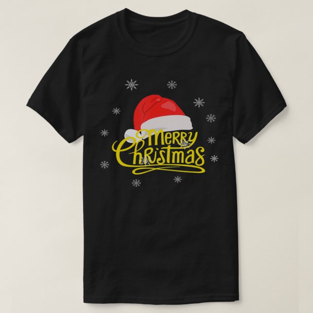 Camiseta Feliz Natal XM como Boné de Papai Noel Hat Snowfla (Frente do Design)