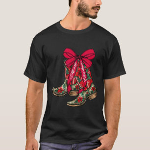Camiseta Feliz Natal Xmas Cowboy Boots Coquette Arco Paj