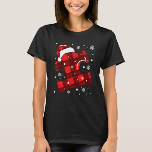 Camiseta Feliz Natal Xmas Plaid Vermelho Santa Puzzle Consc