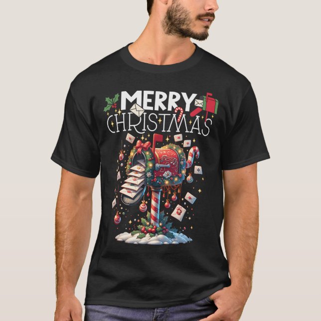 Camiseta Feliz Natal Xmas Postal Worker Funny (Frente)