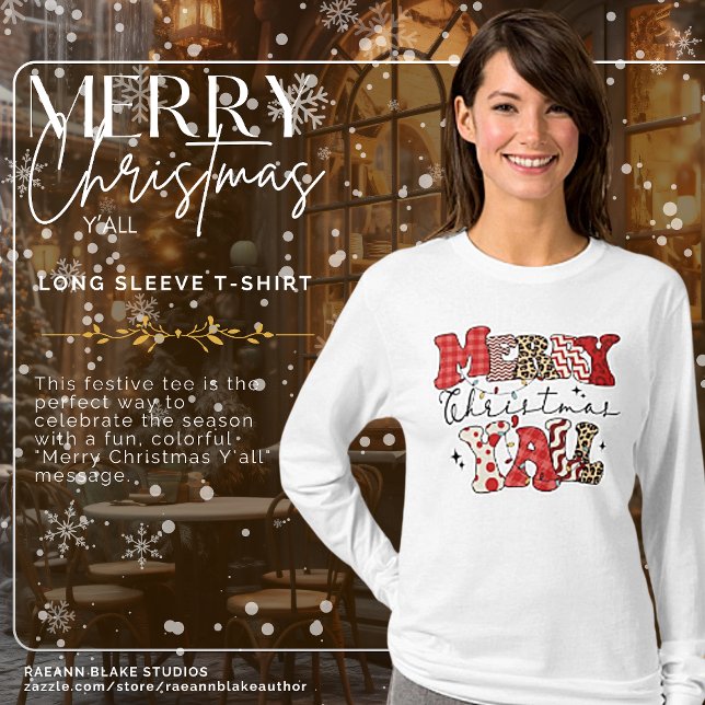 Camiseta Feliz Natal Y-all Long Sleeve T-Shirt (Criador carregado)