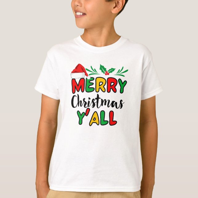 Camiseta Feliz Natal Y-all T-Shirt (Frente)