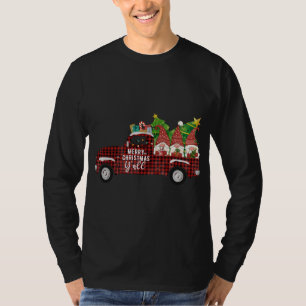 Camiseta Feliz Natal Y Todos Retro Gnomos Caminhão Vermelho