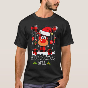 Camiseta Feliz Natal Ya ll Buffalo Red Xadrez Reindeer S