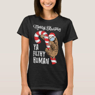 Camiseta Feliz Natal Ya Suja Humana Engraçado Sloth Xmas