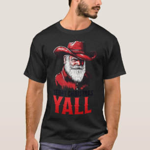 Camiseta Feliz Natal Yall Cowboy Papais noeis Texas Western