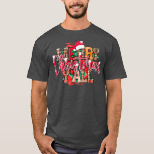 Camiseta Feliz Natal Yall Retro Vintage Xadrez Ugly Xmas
