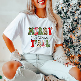Camiseta Feliz Natal Y'all T-Shirt de Natal feminino