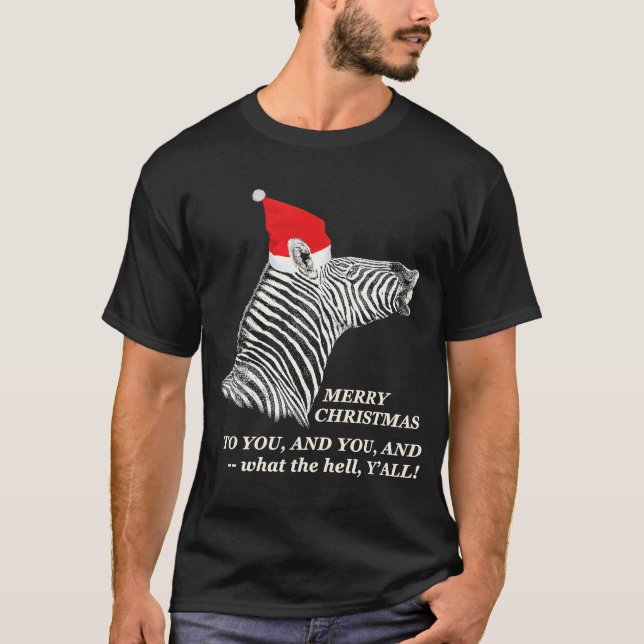 Camiseta Feliz Natal Y'all Zebra (Frente)