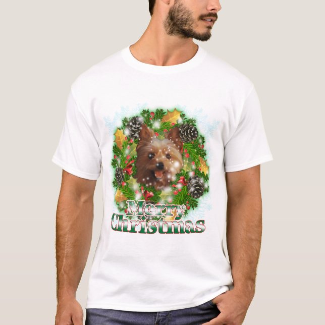 Camiseta Feliz Natal Yorkie (Frente)